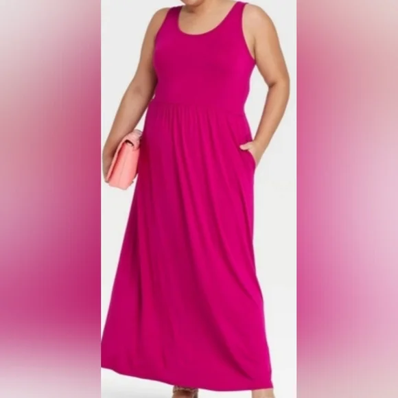New Ava & Viv Maxi Dress Jersey Knit Sleeveless - Picture 1 of 3